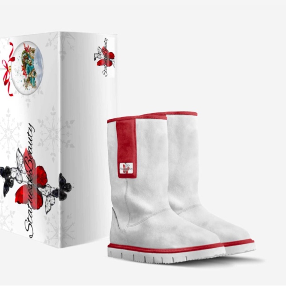 Red & White Suede Winter Boots – Stylish, Cozy, & Perfect for Any Occasion!